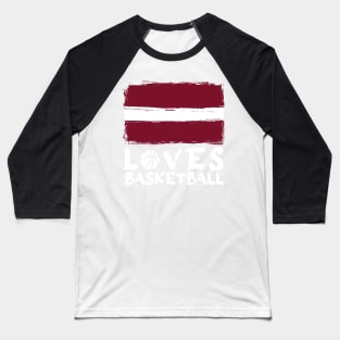 Latvia Loves Basketball Baseball T-Shirt